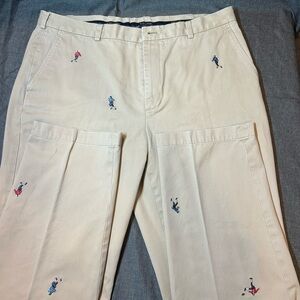 Brooks Brothers Cream Chinos with Embroidered Accents